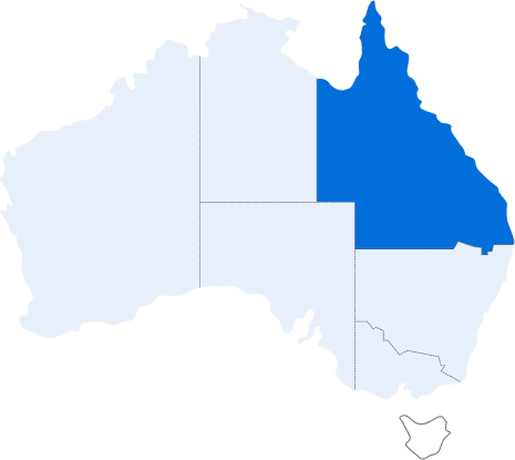 Map of Australia and Queensland highlight